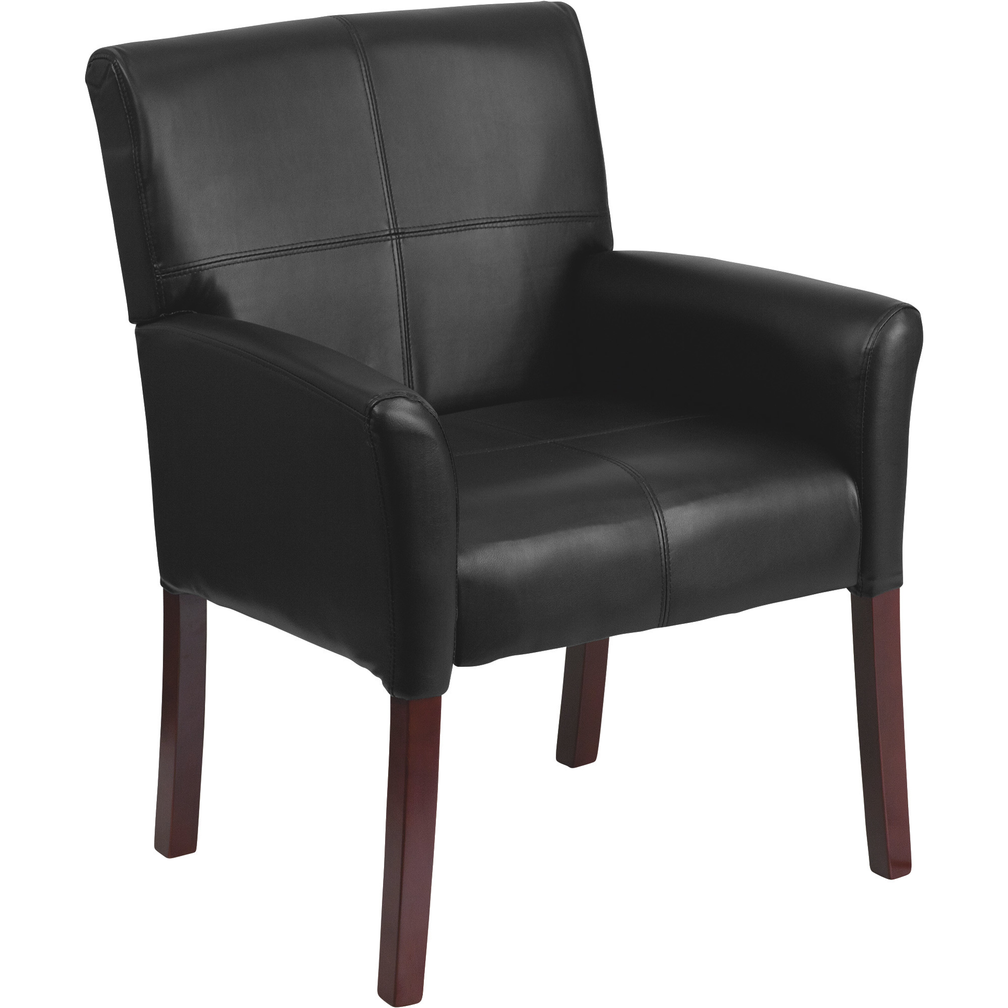 Flash Furniture Leather Side Chair with Wood Legs, Black, Model# BT353BKLEA